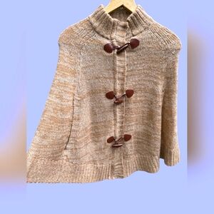 GUESS BROWN WINTER KNIT SWEATER PONCHO WOMENS SIZE XS